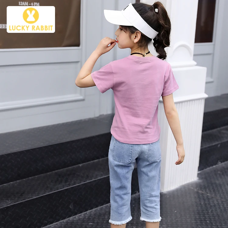 2 шт. летние джинсовые брюки Капри|Комплекты одежды для девочек| |