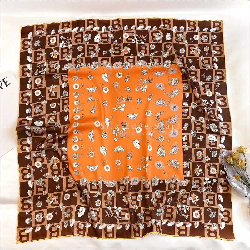 

90 Manual Rolled Scarf Silk Head Scarfs For Women Satin Scarf 90x90 animal print Silk Scarf Hand Rolled Edges neck scarfs