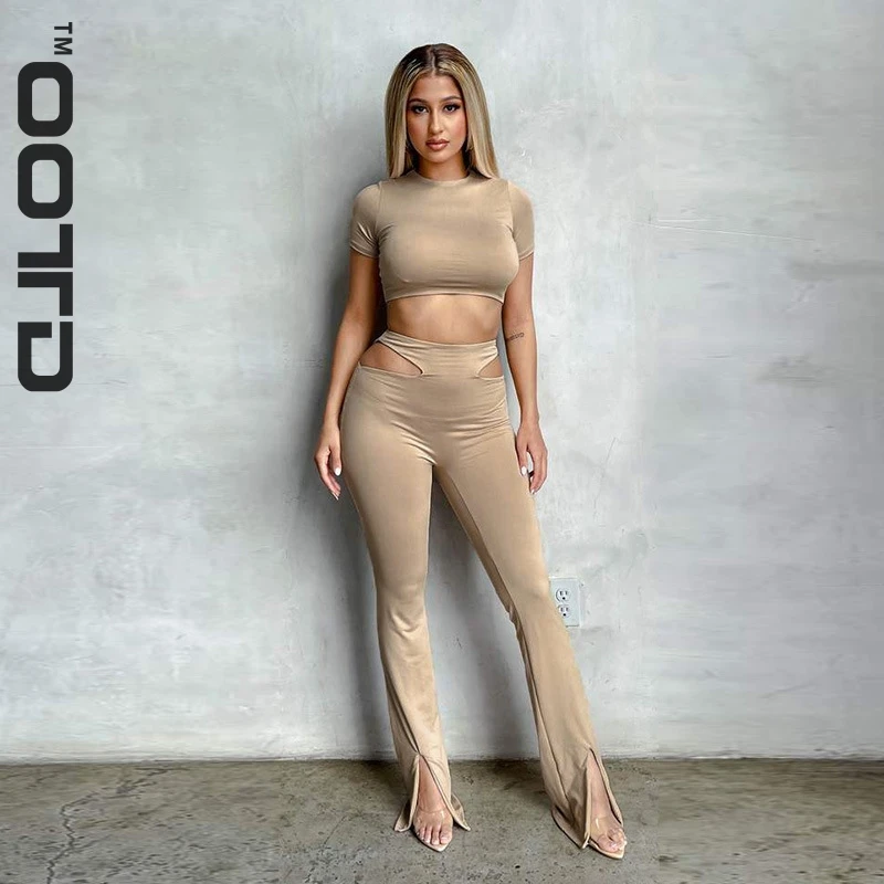 

Брюки OOTD женские прямые с высокой талией, Необычные облегающие повседневные штаны с разрезом, уличная одежда, широкие тонкие эластичные брю...