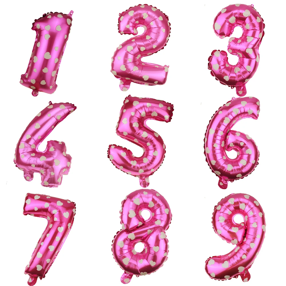 Pink 1 шт 16 дюймов Большие фольгированные шары на день рождения Воздушные гелиевые цифры воздушные шары цифры с днем рождения украшения Детские воздушные шары для дня рождения - Цвет: Pink