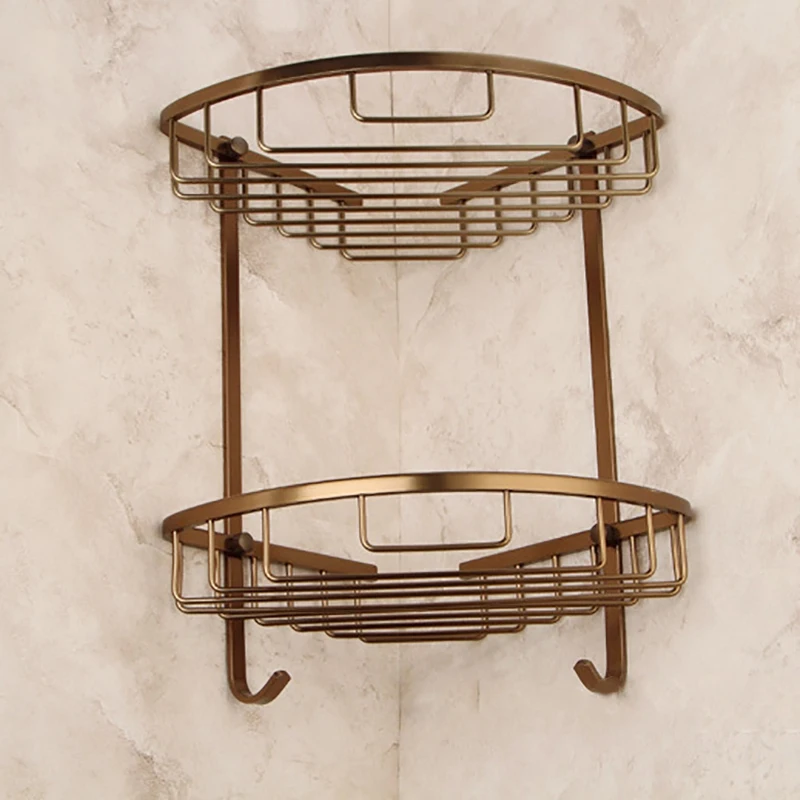 Настенная алюминиевая полка для ванной комнаты и шампуня с античной отделкой