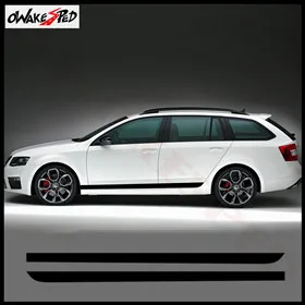 2 шт. автомобиля Стайлинг полосы сбоку юбка наклейка автомобиля Авто Внешние аксессуары Виниловая Наклейка украшения тела наклейки для Skoda Octavia