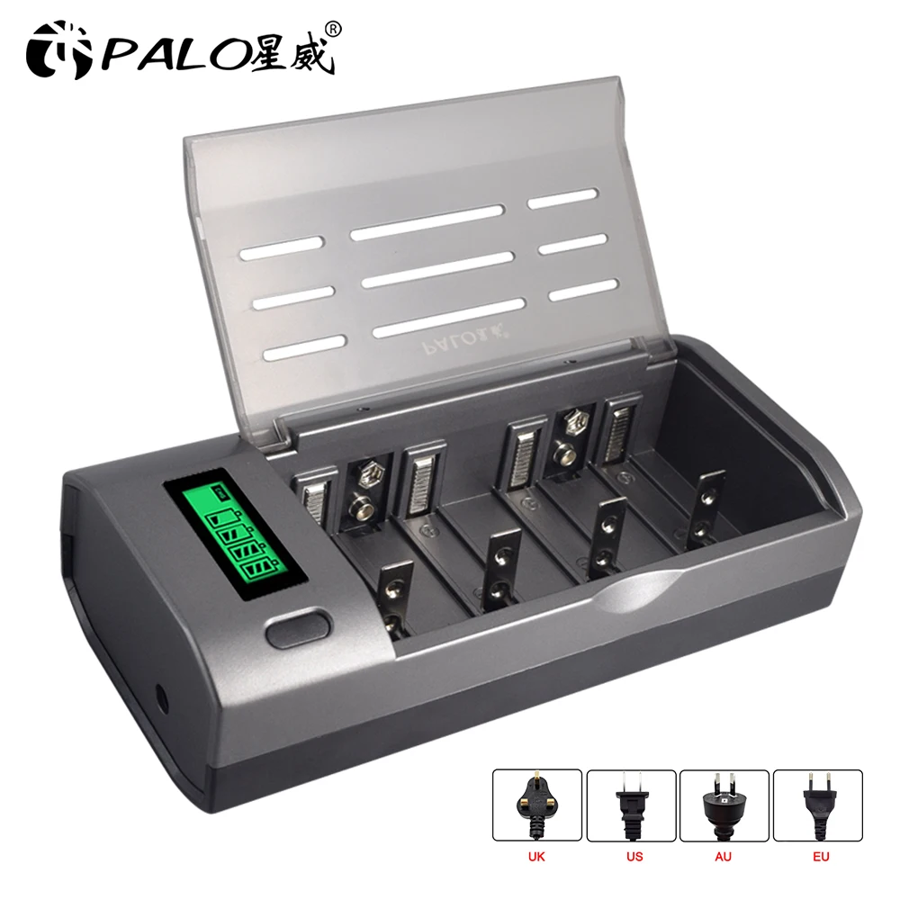 PALO LCD Display Battery Charger For 1.2V Nimh Nicd AA AAA C D Size or 9V Rechargeable Batteries Fast Multi Usage | Электроника