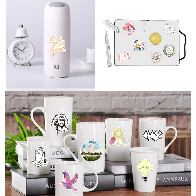

50Pcs Christianity Blessing Sticker God Jesus Loves You Decals For Bicycle Suitcase Guitar Skateboard Waterproof Laptop Sticker