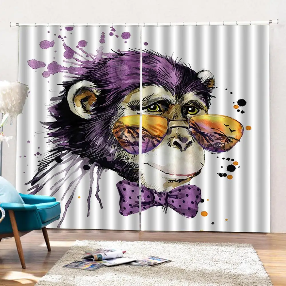 

monkey curtains Customized size Luxury Blackout 3D Window Curtains For Living Room kids curtains