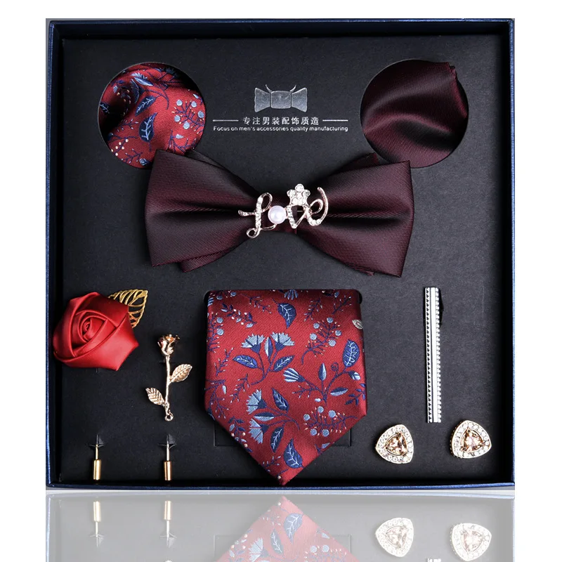 Галстук мужской деловой вариант карьерный комплект из 8 предметов Подарочная коробка подарок на день рождения парня старшего возраста Нови... от AliExpress RU&CIS NEW