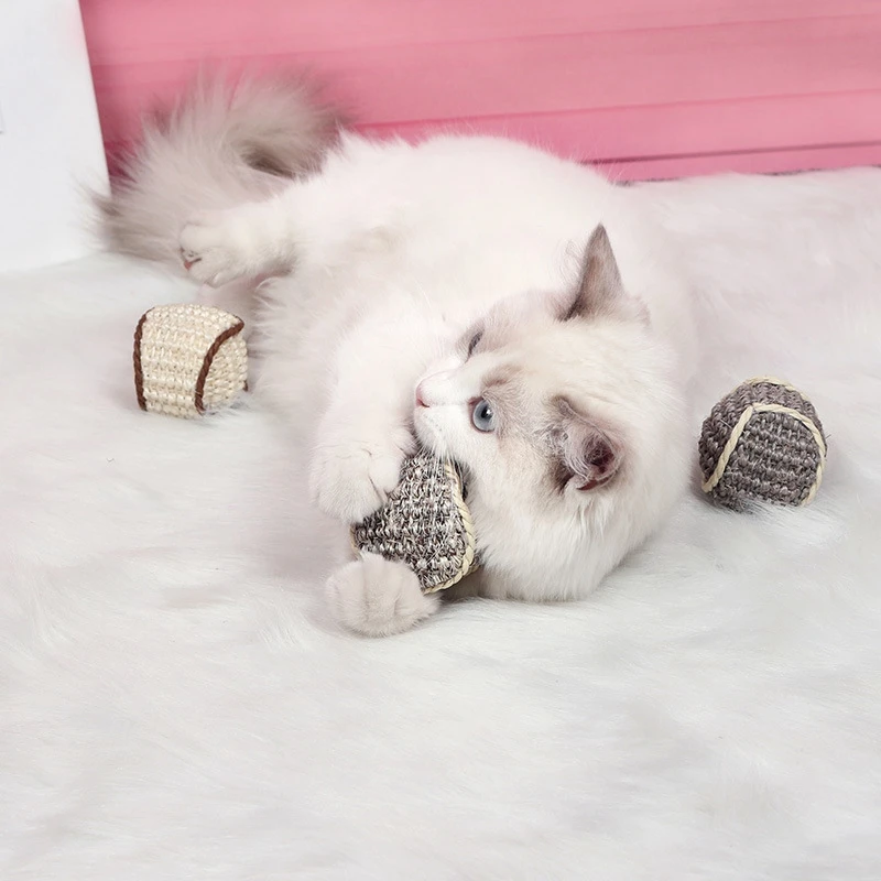 

Pet Cat Sisal Ball Toy Interactive Cat Balls Scratch Catch Kitten Supplies Cats Chew Ball Kitten Toy Ball Pet supplies