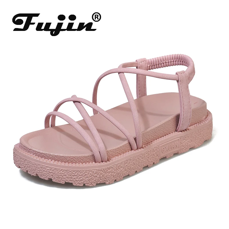 Женские сандалии на толстой подошве Fujin модные повседневные гладиаторы модель 2020