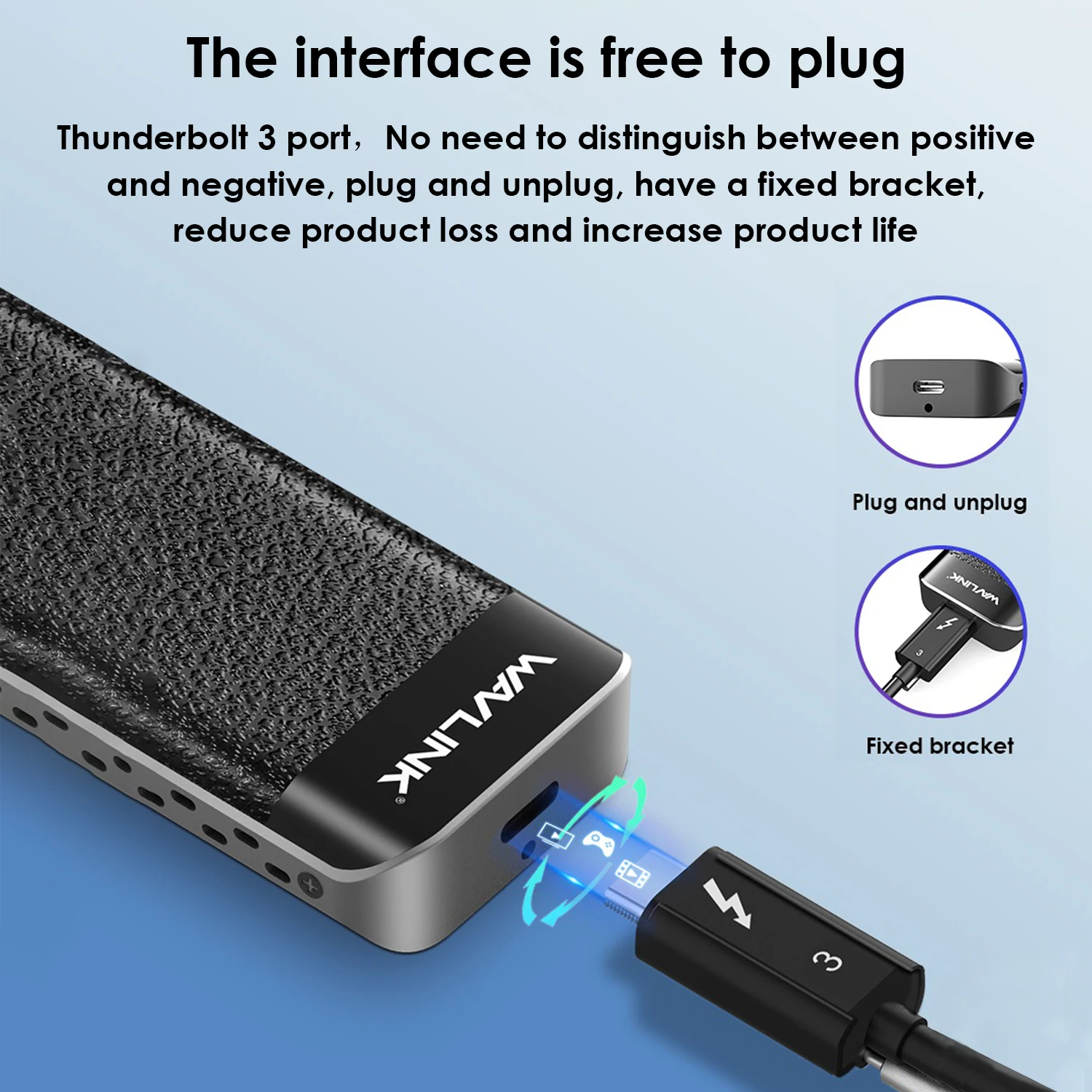 Wavlink USB C NVME SSD чехол Type M.2 корпус Thunderbolt 3 Чехол M Key NVMe разъем отличное рассеивание
