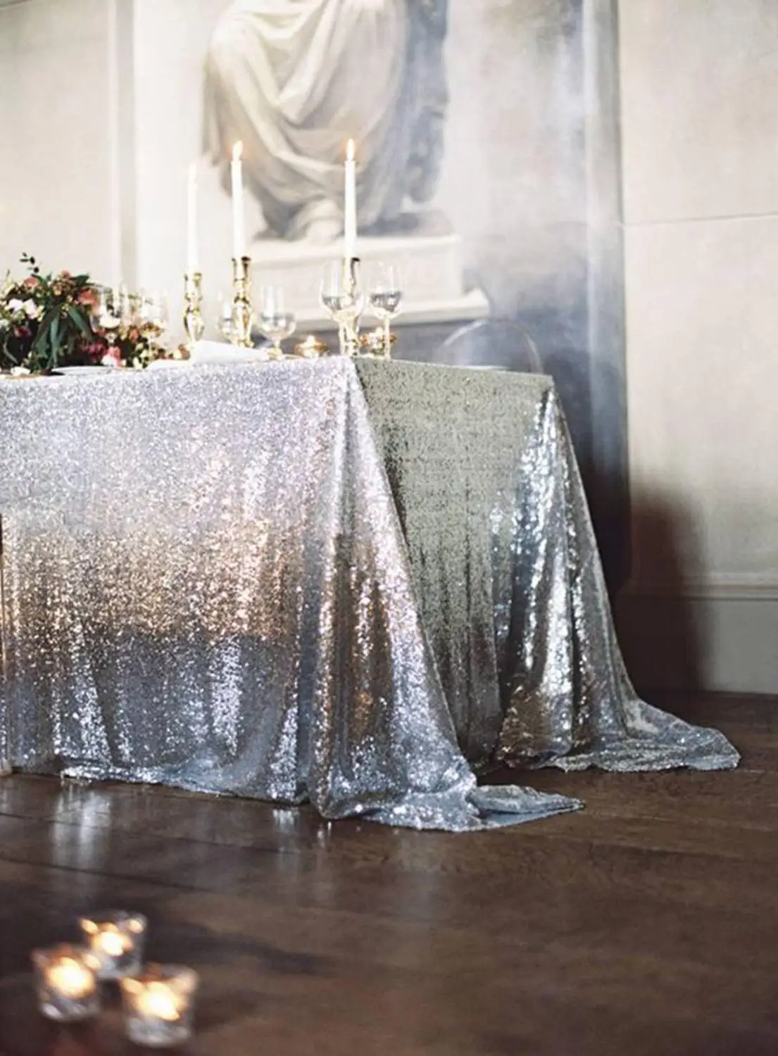 Mermaid Sequin Tablecloth 50x72-Inch Silver Rectangular Tablecloths Fabric Table Cloth for Wedding/Birthday/Party Decor | Аксессуары для