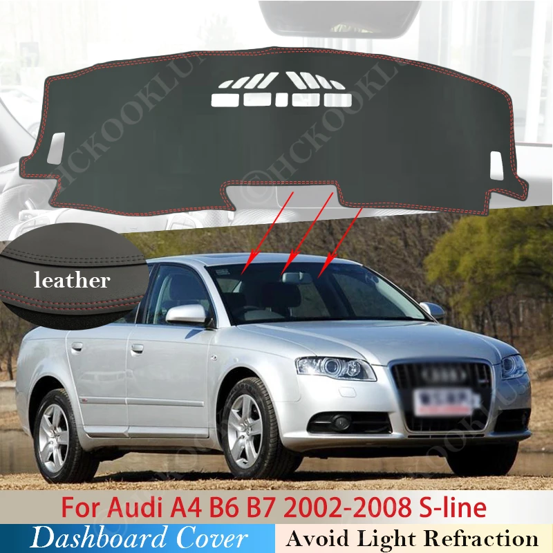 

Из искусственной кожи для Audi A4 B6 B7 2002 ~ 2008, Противоскользящий коврик, накладка на приборную панель, Солнцезащитный коврик, приборная панель, к...