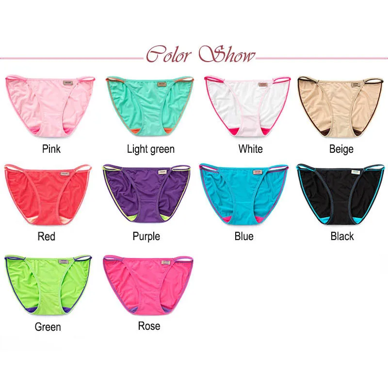 6pcs/lot Women's Sexy String Panties Underwear Low Waist Women Briefs Thongs Lingerie 12 Color Everyday Soft | Женская одежда