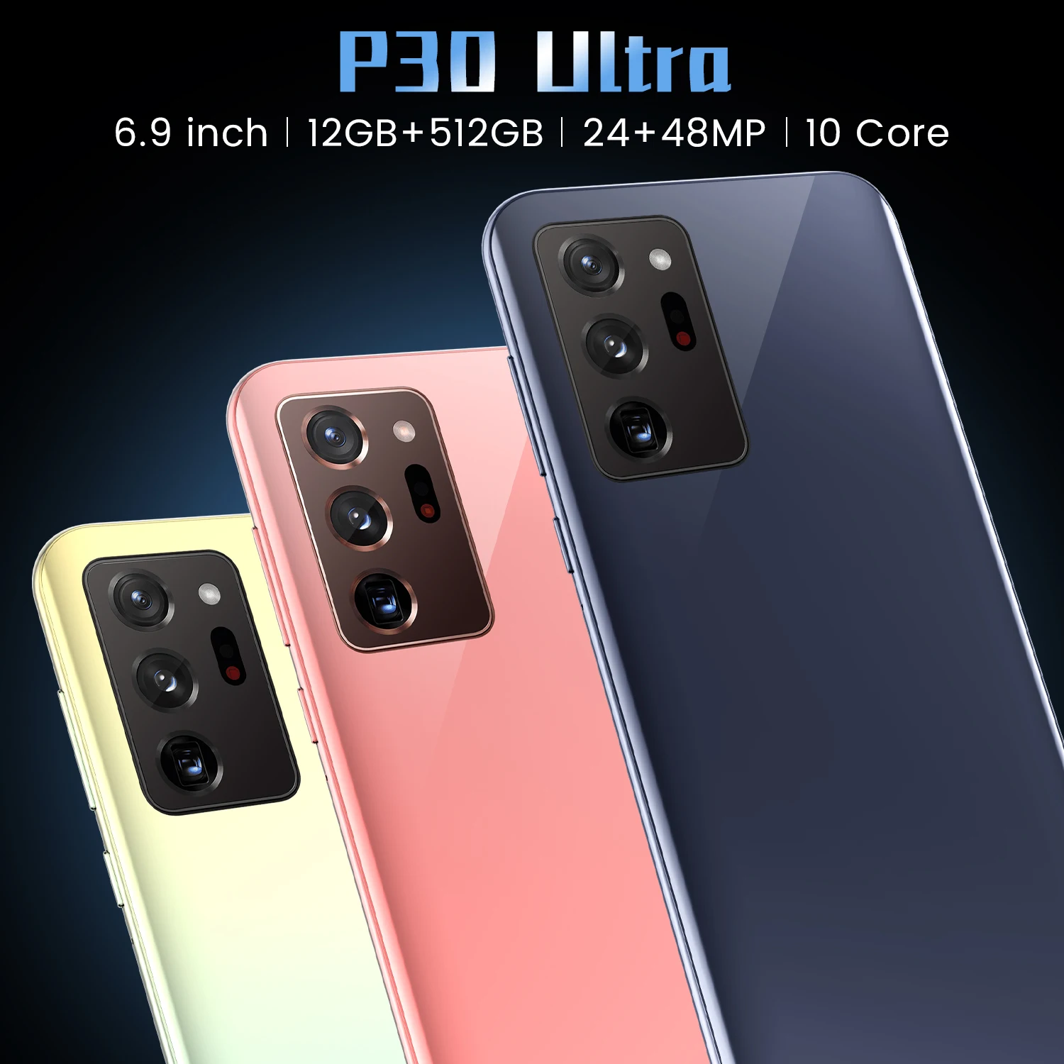 

P30Ultra 5G Smart Phone 6.9 Inch Water Drop Screen 12+512GB 24+48MP Andriod 11 Face ID 5800mAh Mobile Phone 10 Core MTK6889