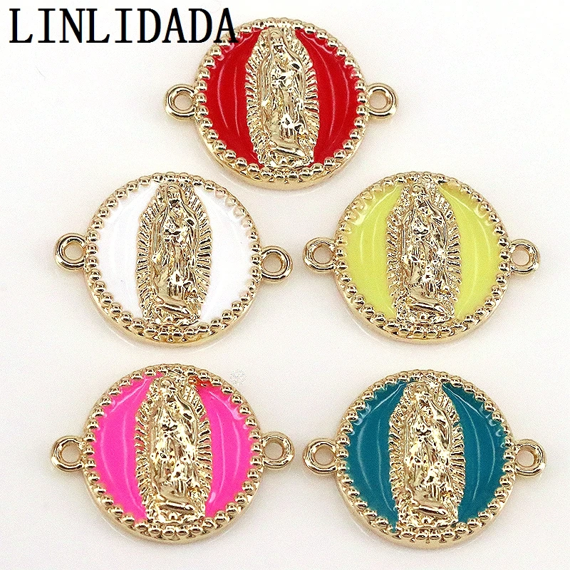 

10 шт., золотые бусины с эмалью