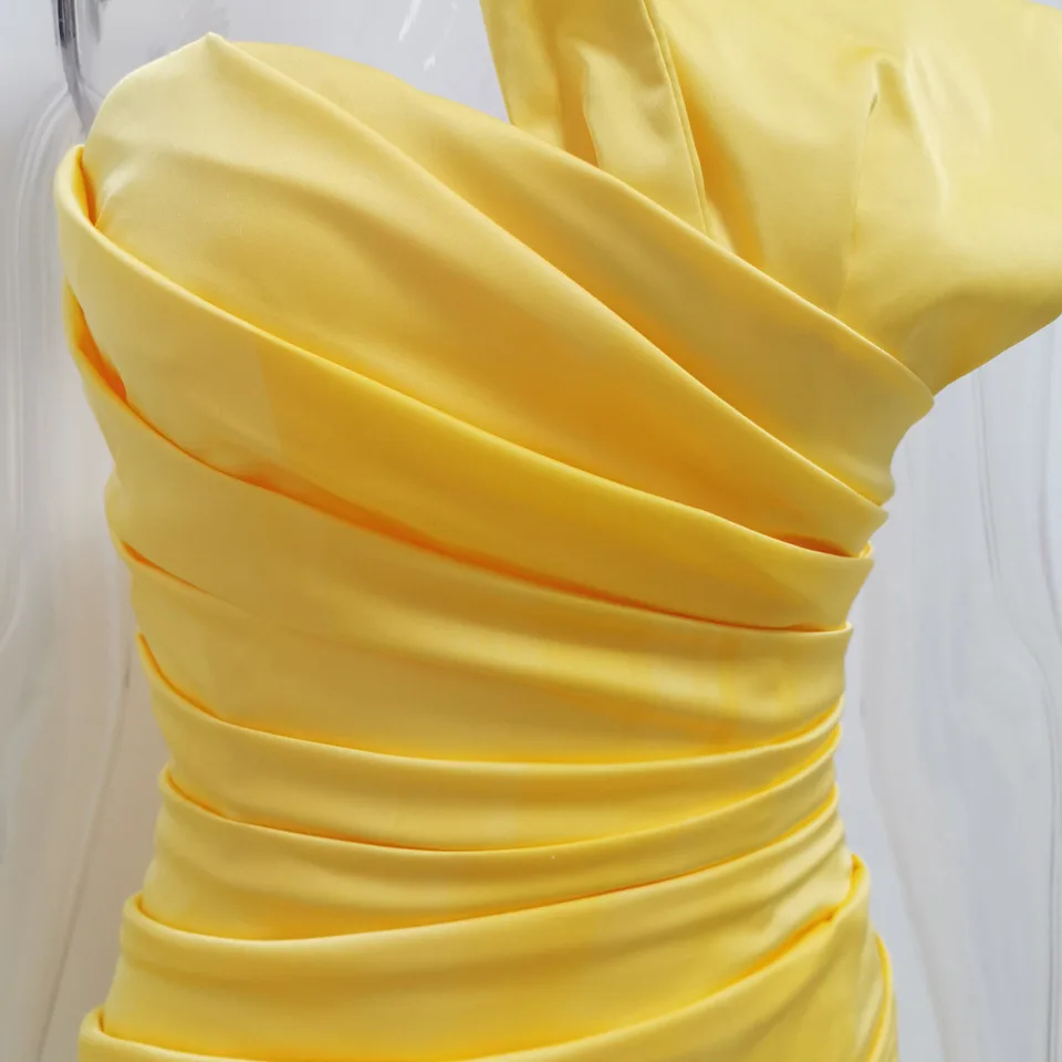 

Women's New Tube Top Bow Stretch Satin Sexy Solid Color Party Dress Nightclub Bodycon Dress