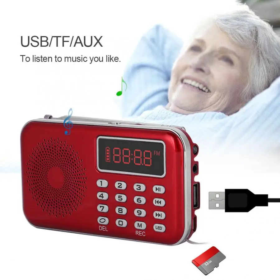 Портативный цифровой радиоприемник fm-радио музыкальный плеер USB/TF/AUX запись