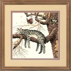 Бесплатная доставка, высококачественный Набор для вышивки крестиком, кошка, котенок, сон на дереве, птичье гнездо, тусклый 35087