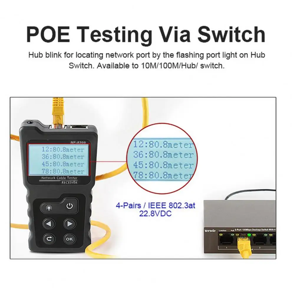 

Wire Checker LCD Display Cable Location Technology ABS POE Wire Checker for Tracing Ethernet LAN Wires Smart Home