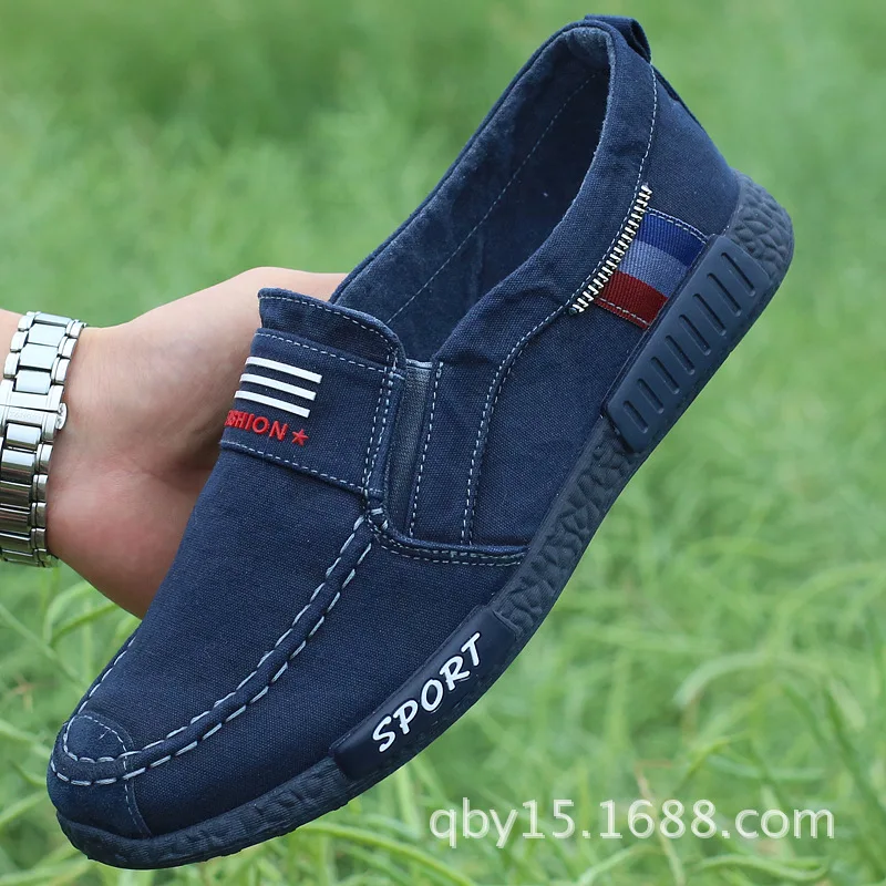 Мужская парусиновая обувь повседневная дышащая из джинсовой ткани на шнуровке