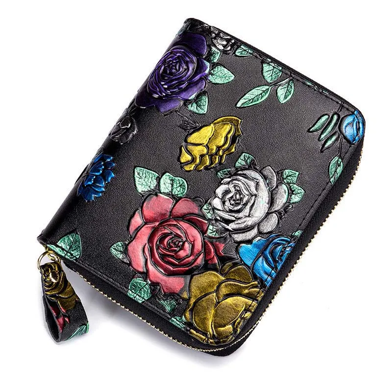 10PCS / LOT Card bag wallet creative large capacity zipper rfid organ fashion card bag cowhide female anti-degaussing multi card