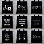Холщовые сумки для покупок с принтом кофе для женщин, женские тканевые Многоразовые модные дешевые тоуты для продуктов, женская сумка
