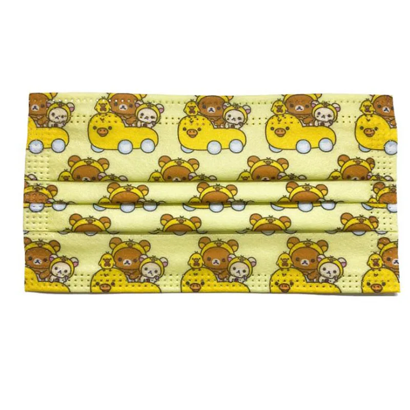 

25/50 Adult Children 3-Layer Dustproof Breathable Disposable Face Masks Cute Animal Pattern Mouth Mask Purple Glasses