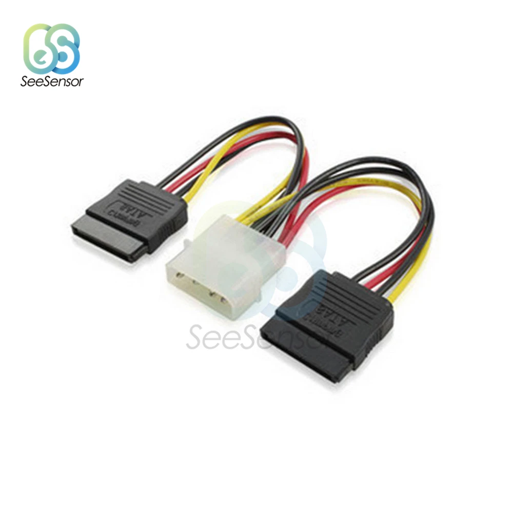 4Pin IDE силовой сплиттер Штекерный к 2 женским ATA/SATA кабель жесткого диска питания 15