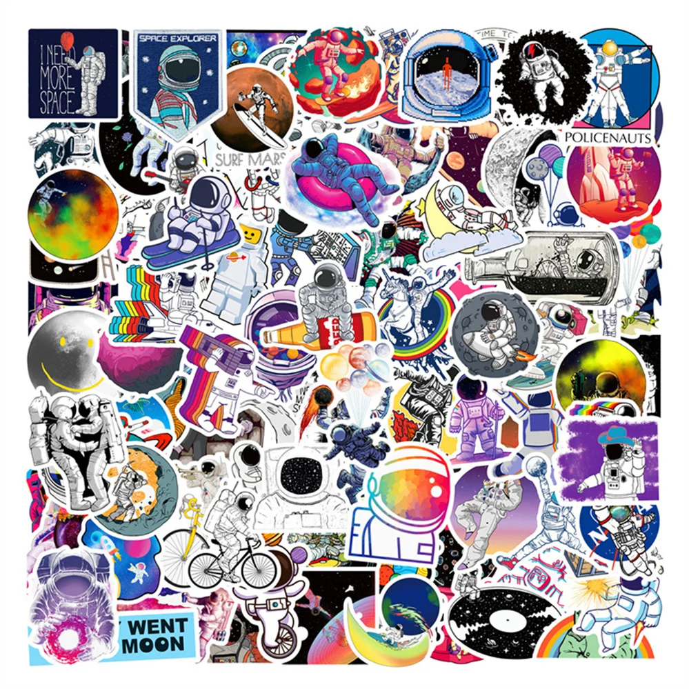 

10/30/50PCS Colorful Cartoon Space Astronaut Diary Graffiti Water Cup Guitar Skateboard Decoration Waterproof Stickers Wholesale