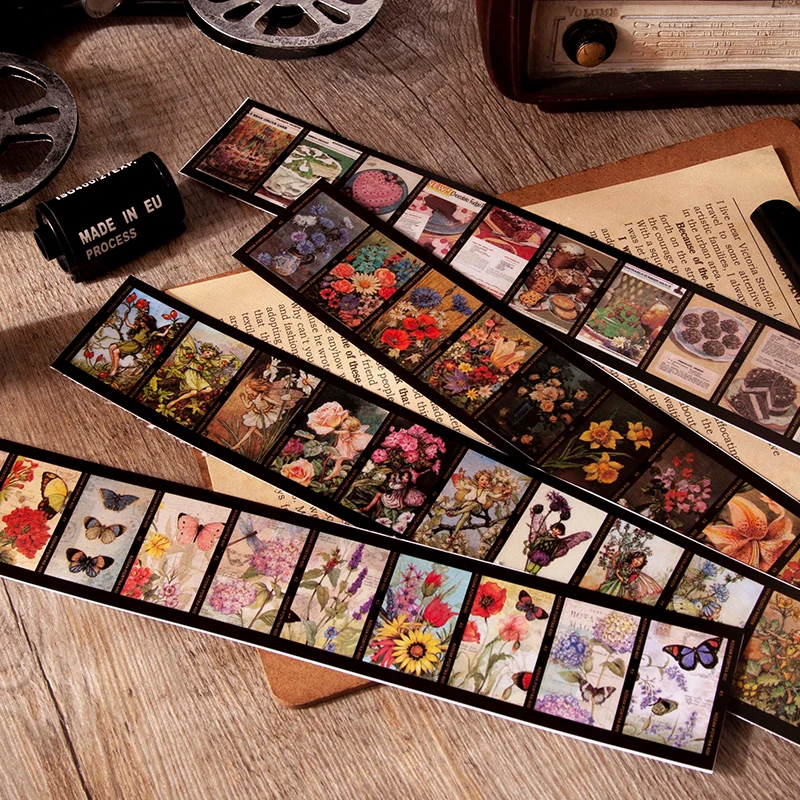 

30 кадров, пленка в стиле ретро с изображением растений, бабочек, сада, коллажей, фотопленки, «сделай сам», дневник, декоративные наклейки, мат...