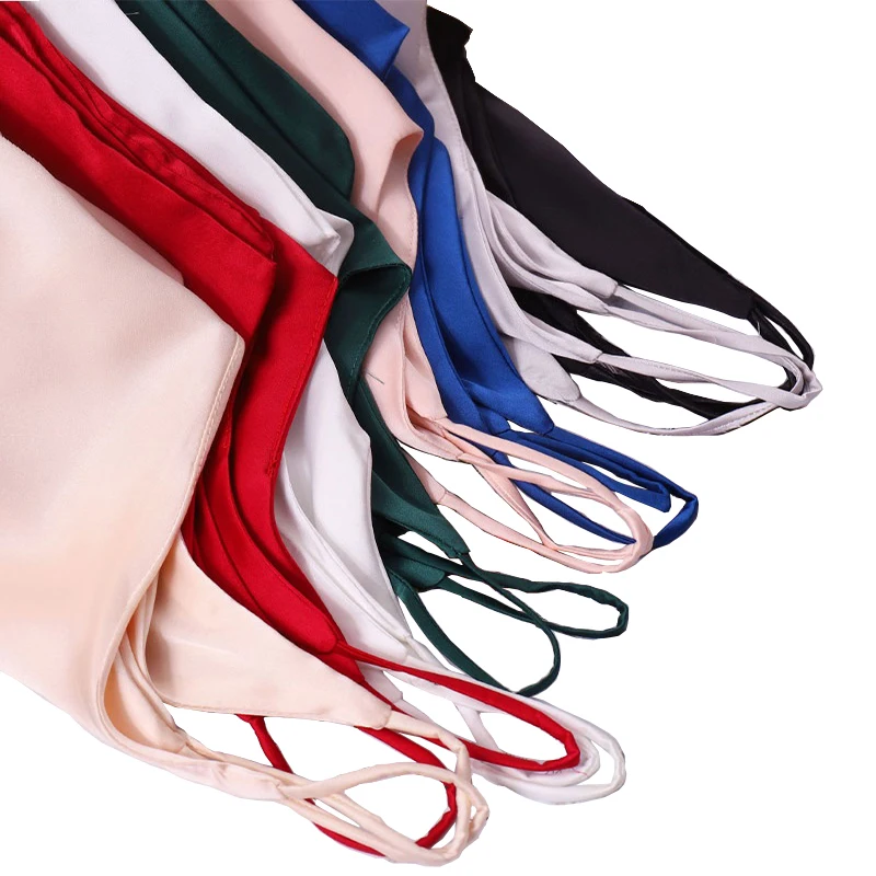 Укороченный топ женская летняя майка Шелковый Атласный на бретельках Женская