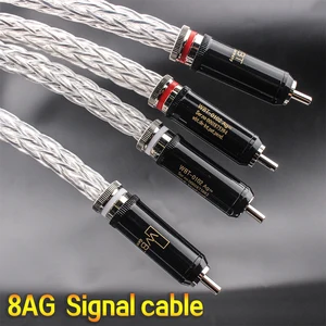 xangsane 8n 8ag a pair of occ silver plated audio signal cable 16 single braided power amplifier speakerrca to rca cable hifi free global shipping