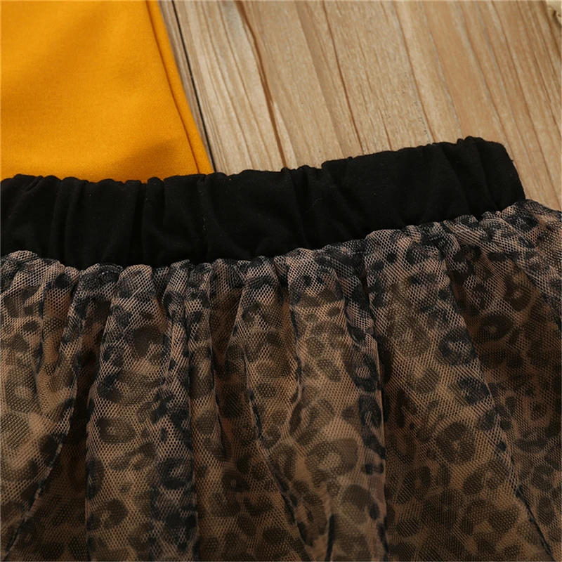 2020 детская одежда для девочек футболка с коротким рукавом леопардовая мини-юбка