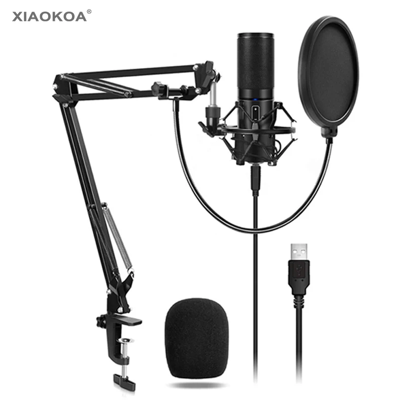 Xiaokoa PC USB комплекты микрофона Q9 конденсаторный компьютер кардиоидный микрофон