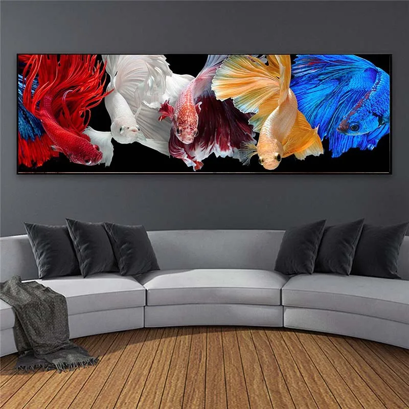 Постер на удачу с китайскими золотыми рыбками кои Декор для дома рисунок лотоса