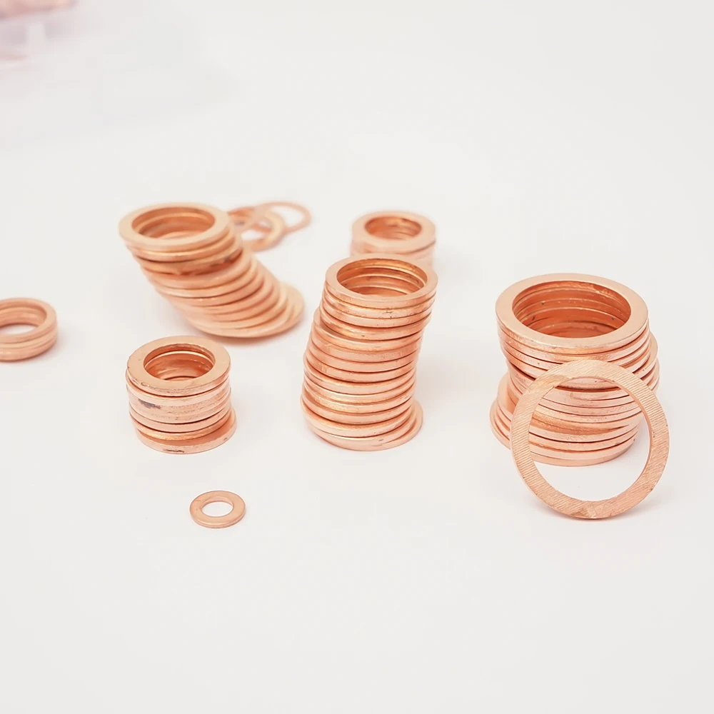 

80PCS Copper Sealing Solid Gasket Seal Ring Flat Copper Washer Sump Boat Crush Flat Seal Ring Tool Hardware Accessories