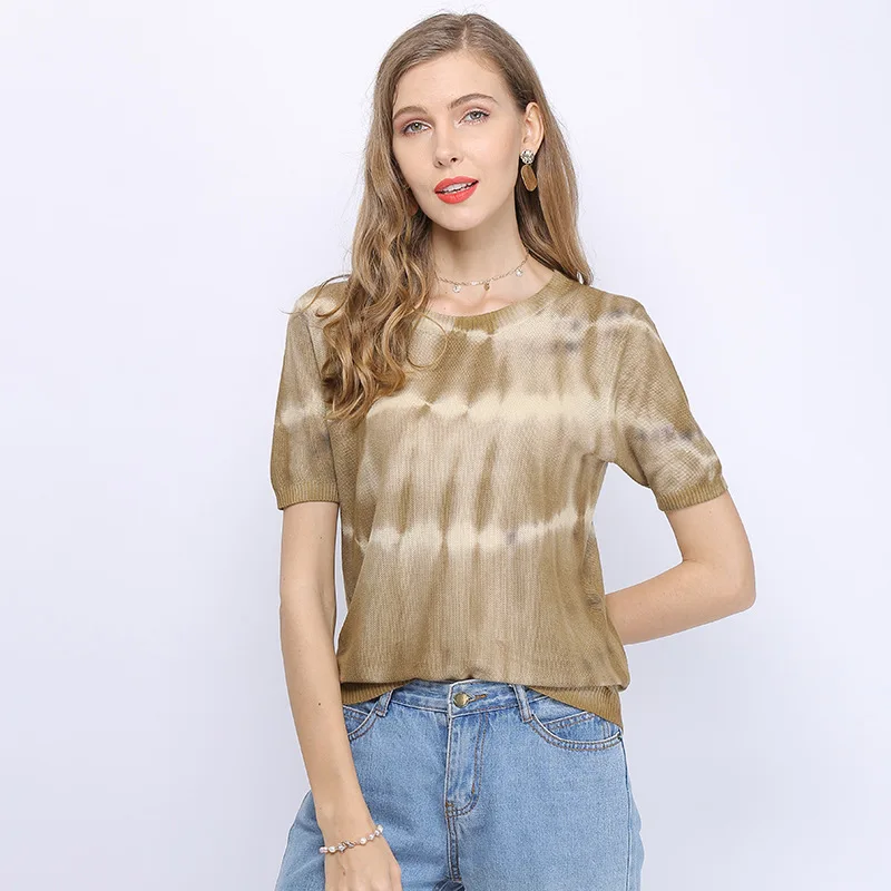 

2020 round neck loose large size thin section wear simple wild Korean knitted T-shirt TX196