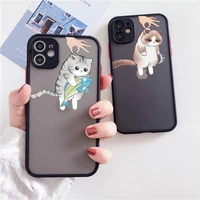 cute funny animal phone case for iphone 13 11 pro max 7 8 plus 12 mini xs max x xr se 2020 cartoon cat painting hard back cover