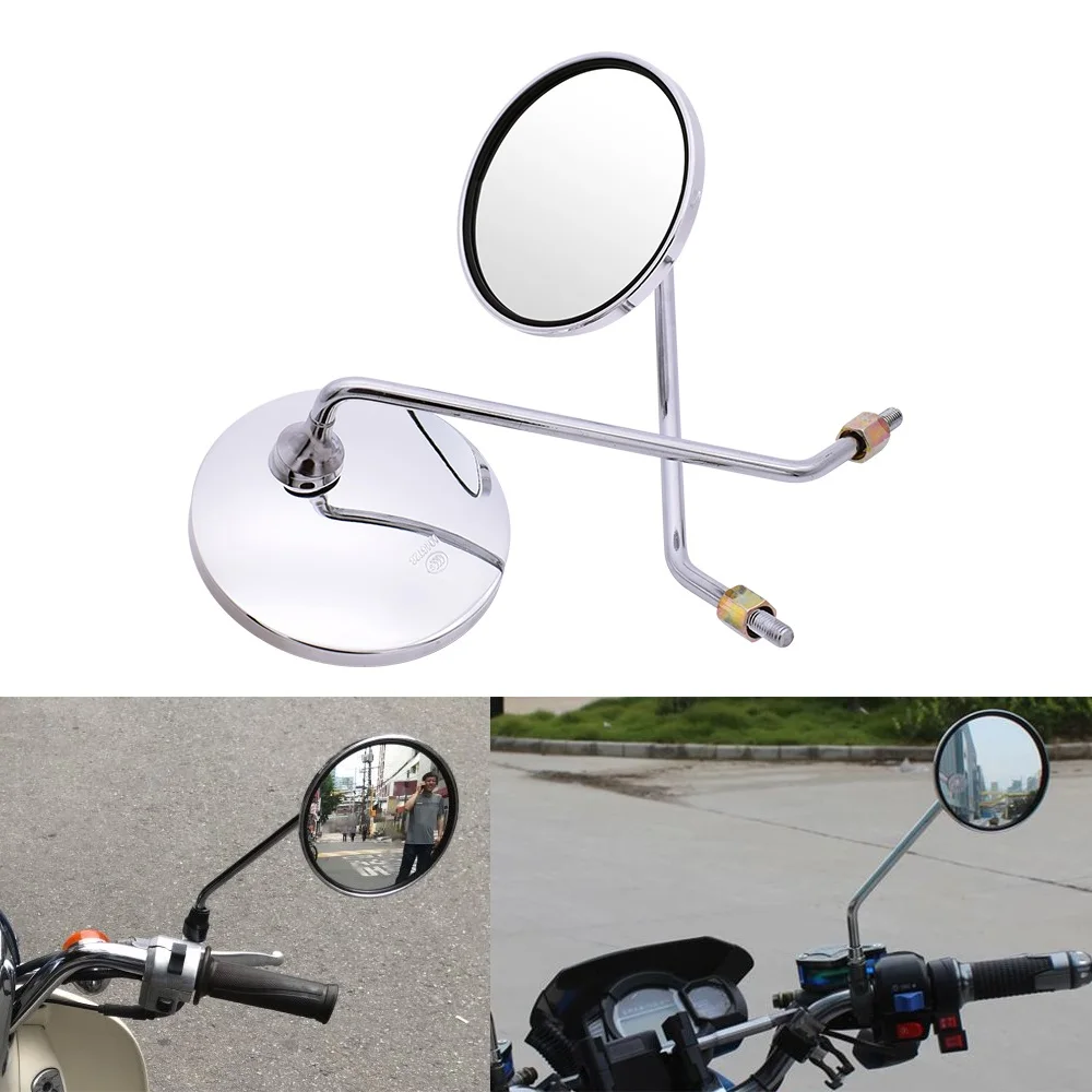 Универсальные мотоциклетные зеркала хромированное круглое зеркало с длинным