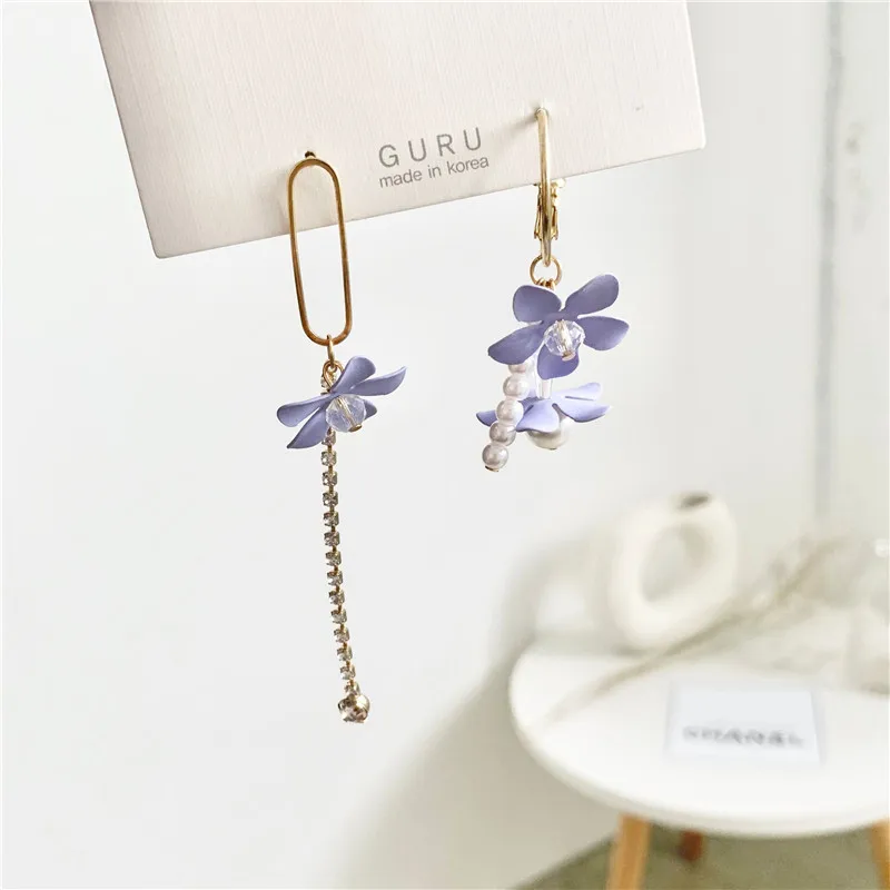 Женские серьги с цветами и бахромой креативные в форме лепестка Эффектные для