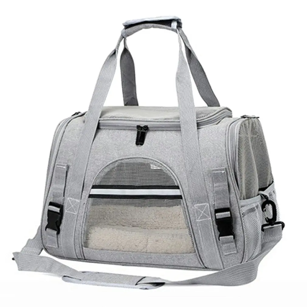 

Portable Pet Backpack Breathable Foldable With Safety Zipper Cat Dog Back Bag Non-slip Shoulder Strap Within 10 Jin