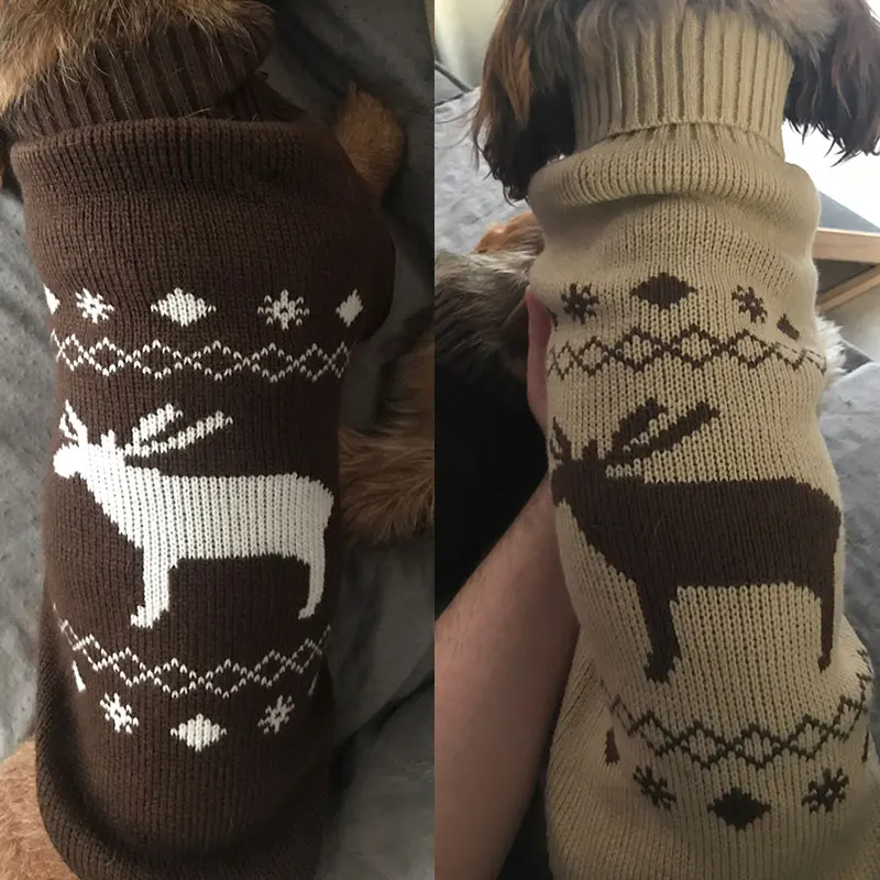 Свитера для домашних собак зимняя трикотажная одежда животных маленьких теплый