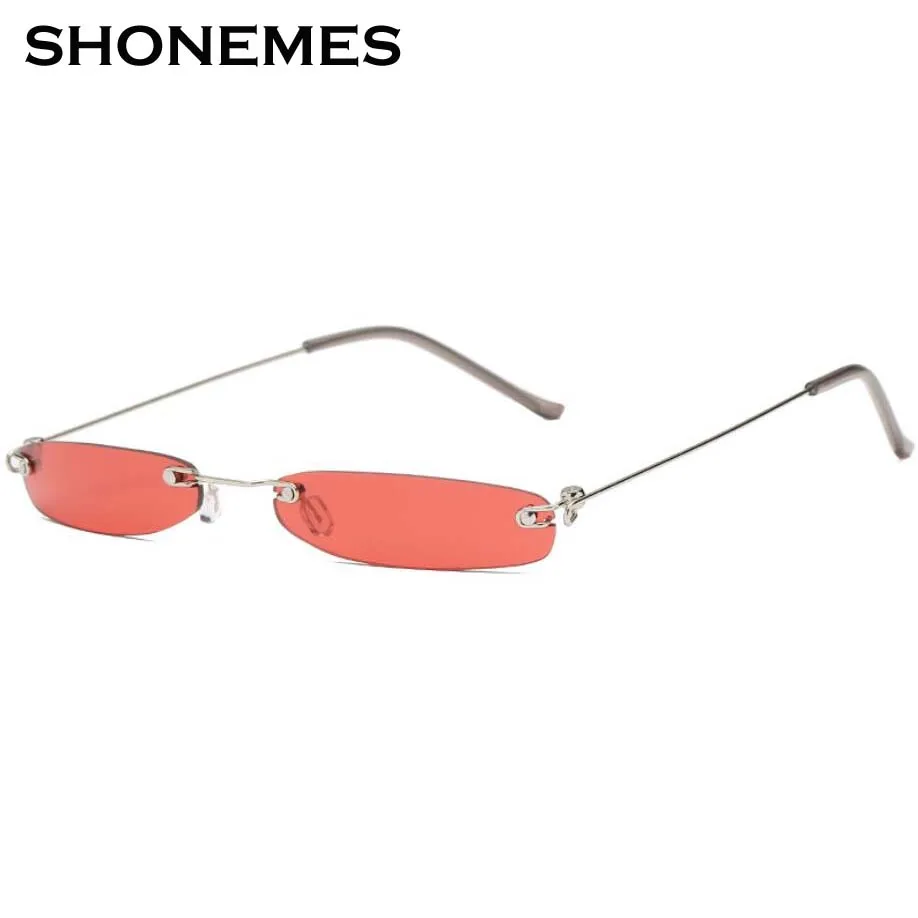

Vintage Small Narrow Sunglasses Women Rimless Design Oculos De Sol Rectangle Shades Unisex Eyewear