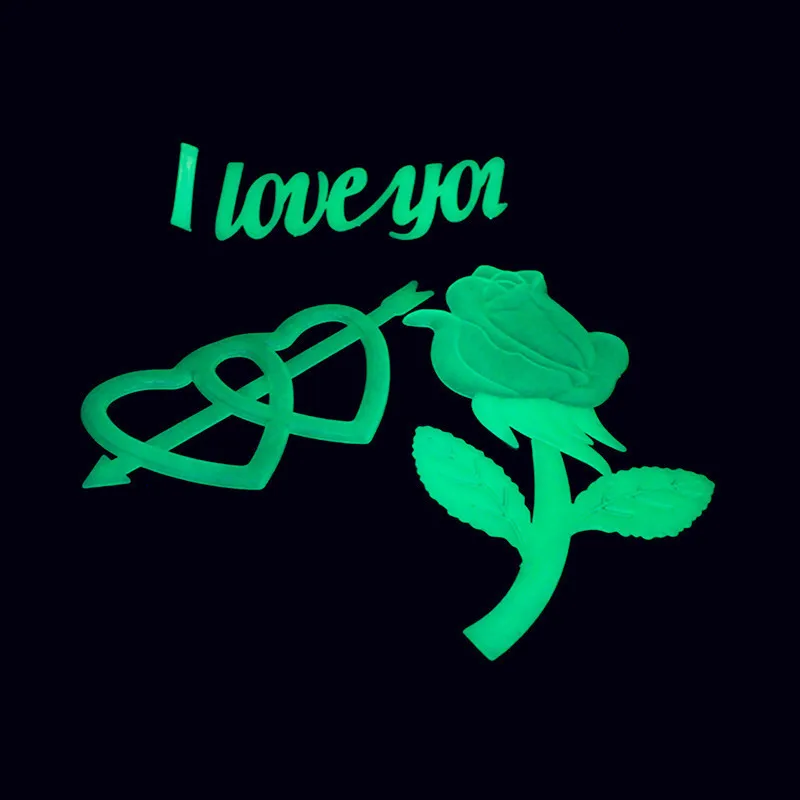 Флуоресцентные наклейки на стену 3D стикеры со звездами и надписью I love you для