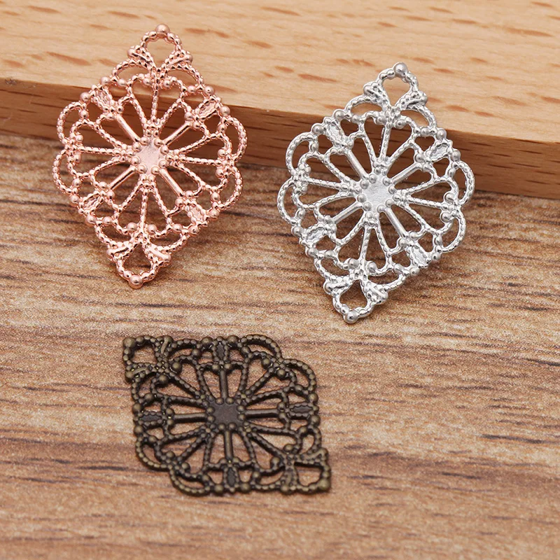 100 шт./лот 15*20 мм медные филигранные цветок штамповки лист соединитель ювелирные