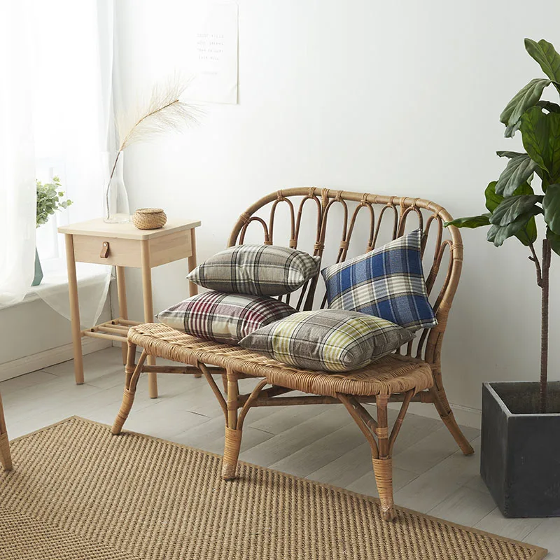 45*45 см современная простая наволочка из хлопка и льна в клетку мягкая удобная