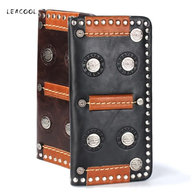 Натуральная кожа Leathr с заклепками мужской женский клатч кожаный кошелек Женский