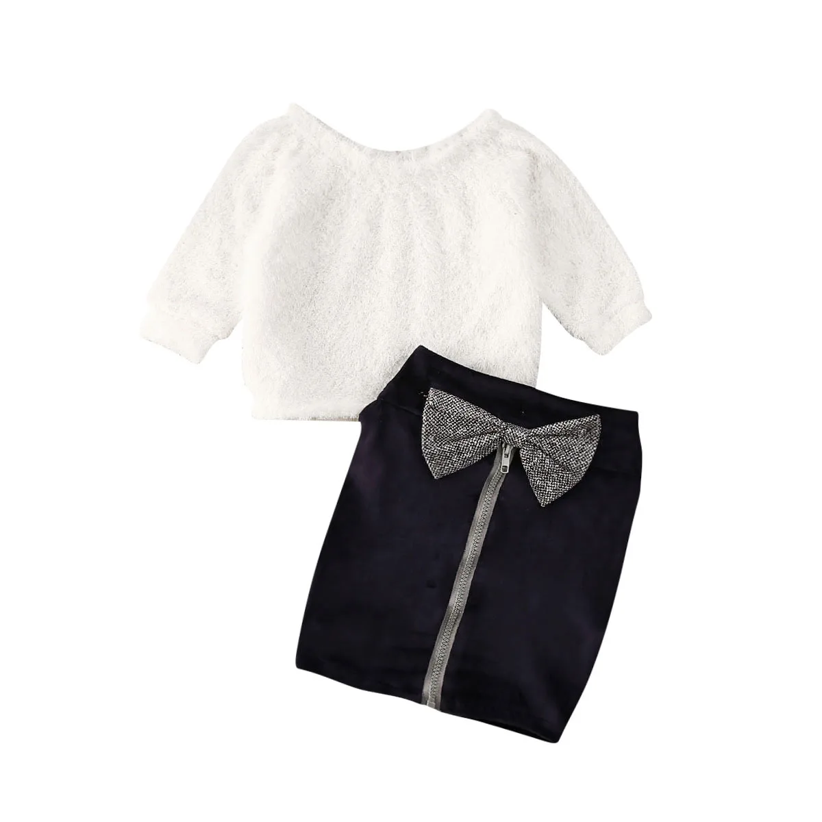 Комплект одежды для маленьких девочек белый свитер с открытыми плечами и длинным