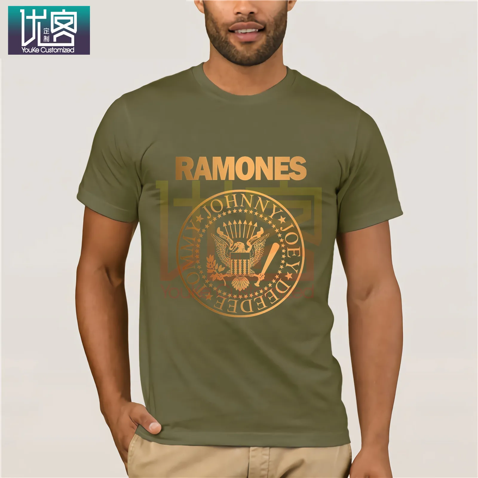 Винтажная футболка с логотипом Ramone популярная одежда круглым вырезом 100% хлопок