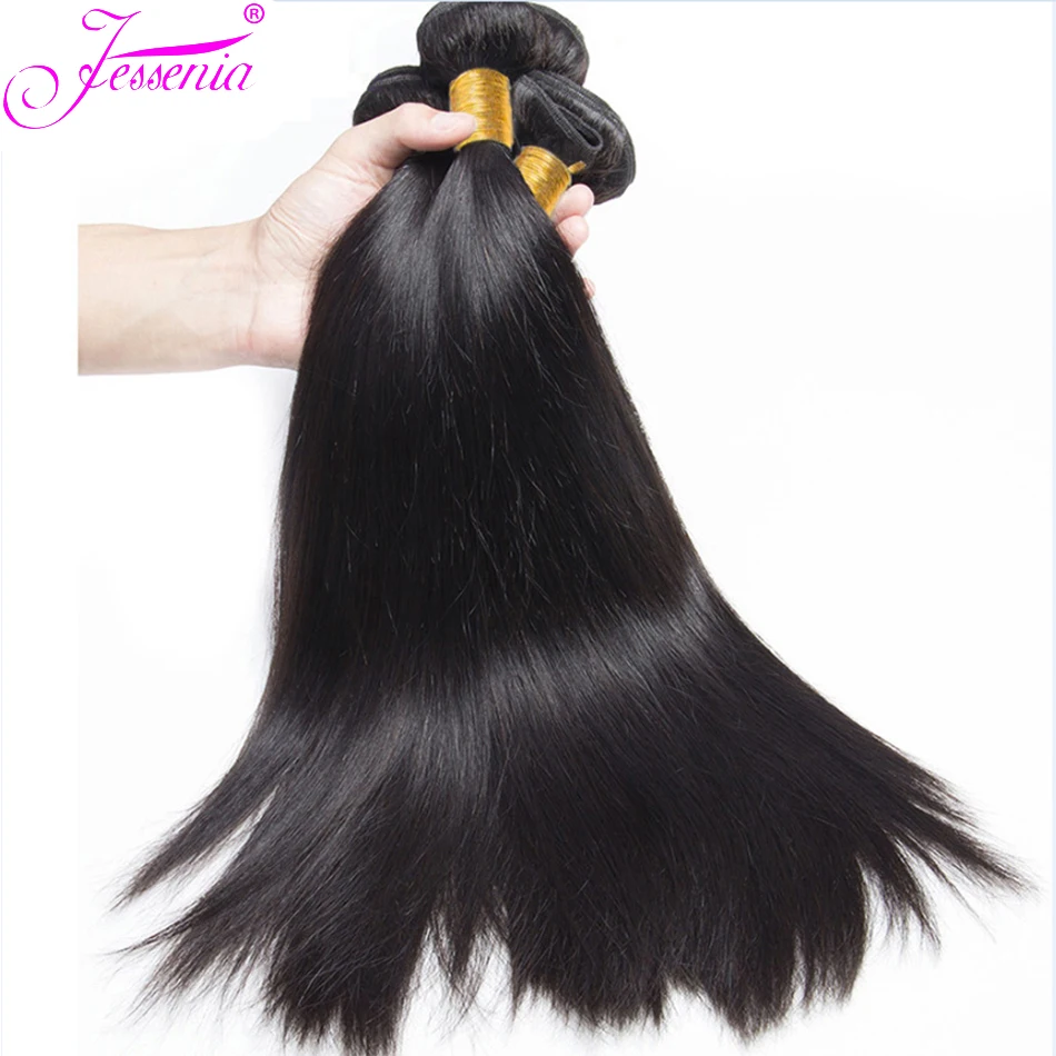 Прямые бразильские искусственные натуральные черные волосы 1/3/4 шт. 100%