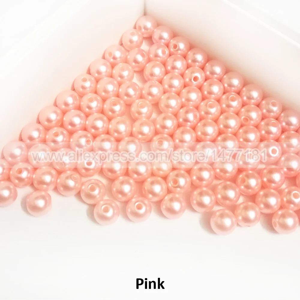 100 шт. 8 мм полностью круглые жемчужины с отверстием 2 розовые и синие акриловые